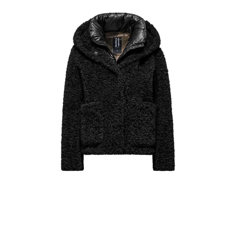 Cappotto corto da donna in ecopelliccia con davantino staccabile