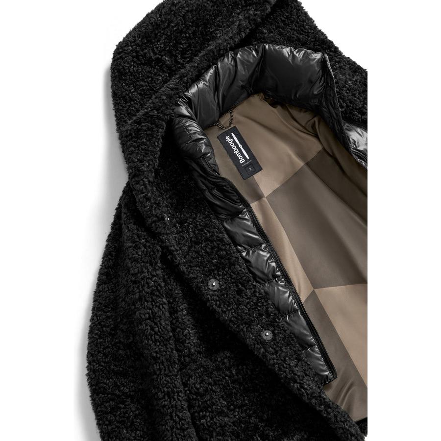 Cappotto corto da donna in ecopelliccia con davantino staccabile