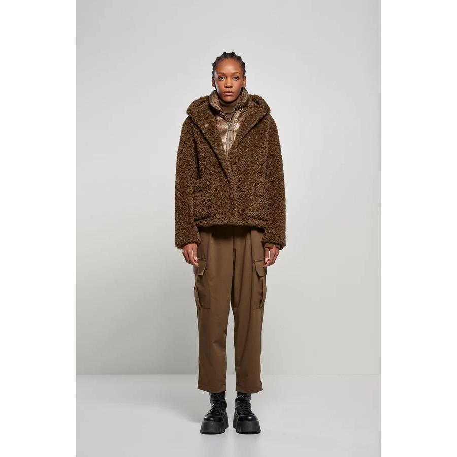 Cappotto corto da donna in ecopelliccia con davantino staccabile