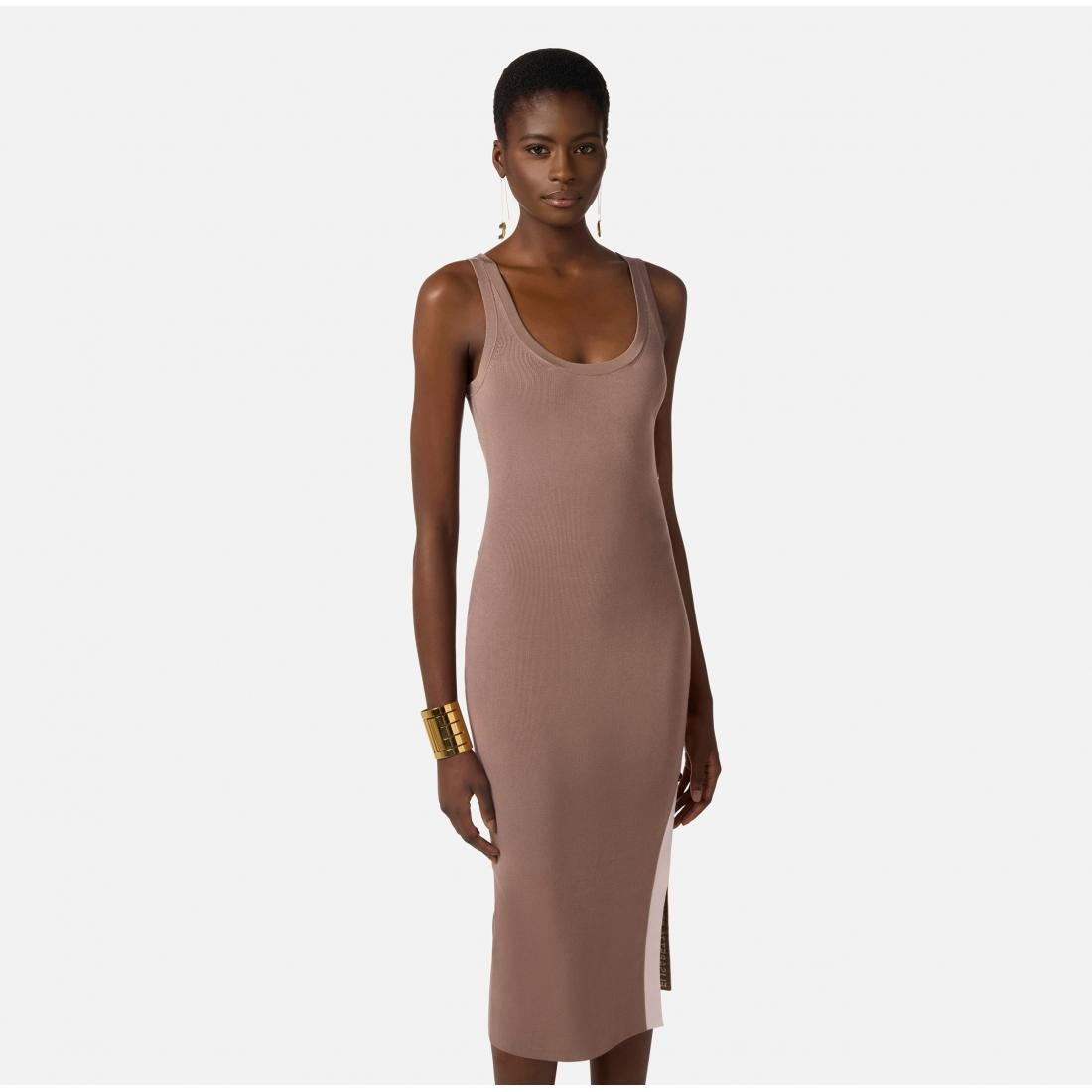 Abito in maglia con bande in viscosa lucida