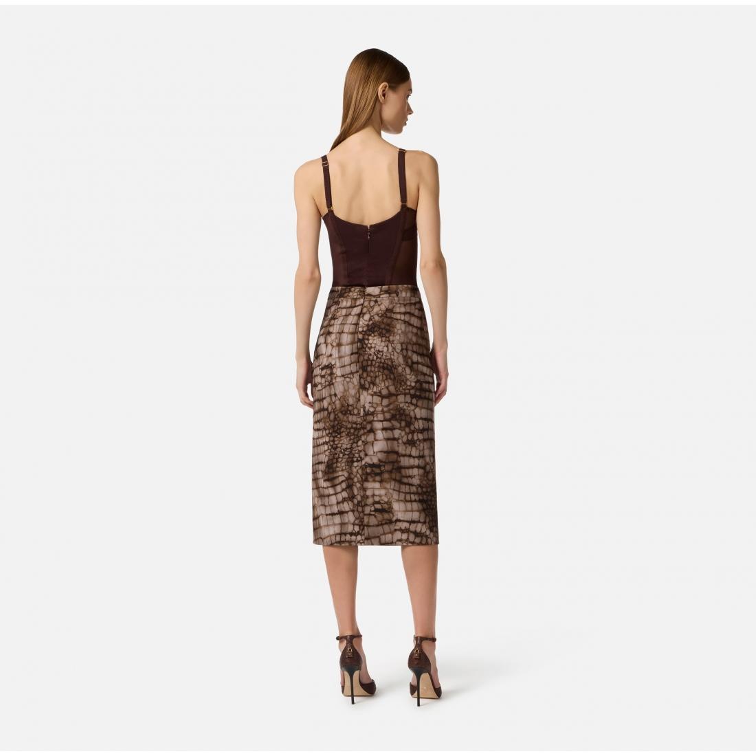 Gonna in jersey leggero con stampa alligatore