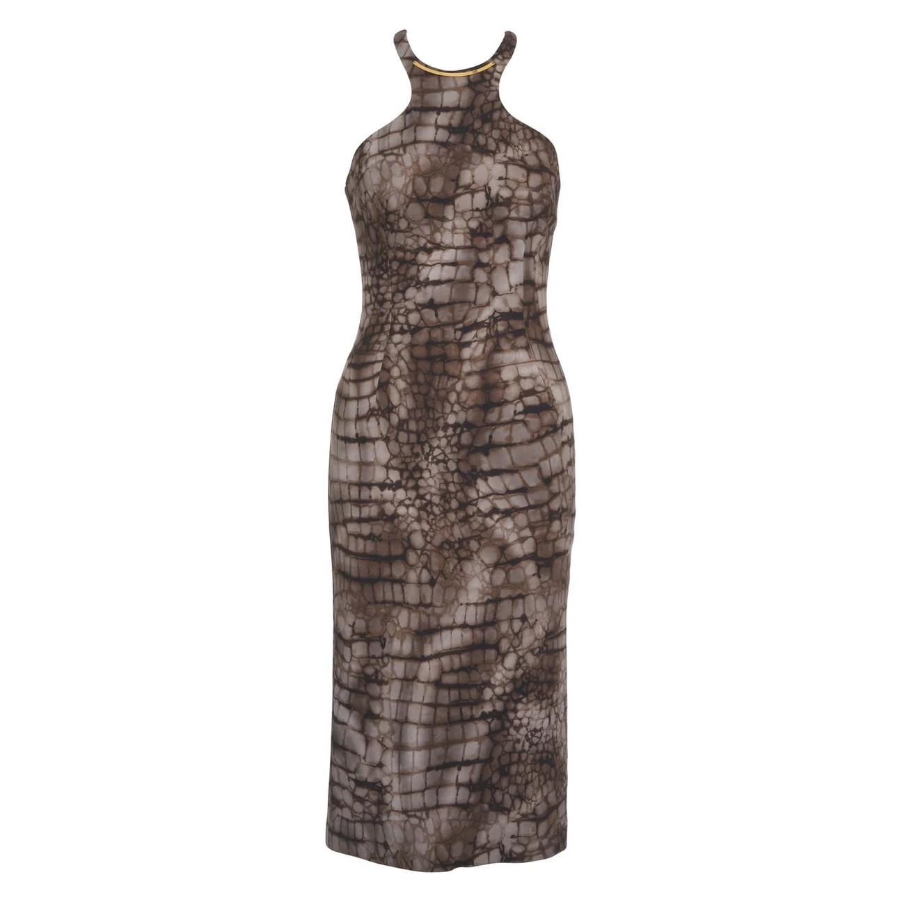 Abito midi con stampa animalier