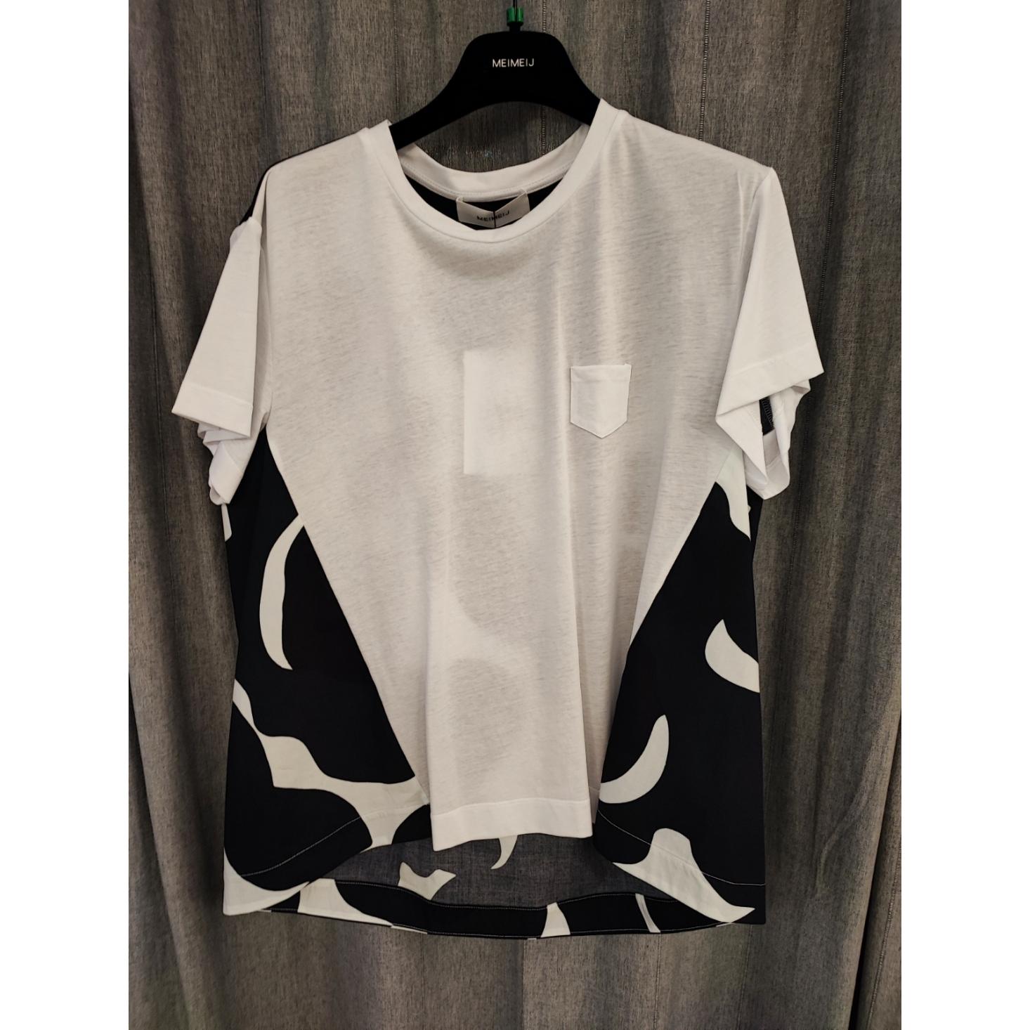 T-SHIRT CON TESSUTO STAMPATO SUL DIETRO