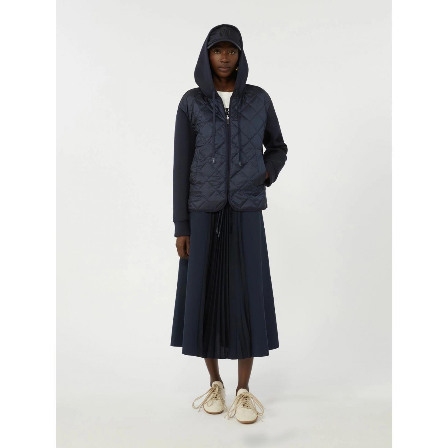 Giacca con cappuccio in jersey e tela antigoccia imbottita