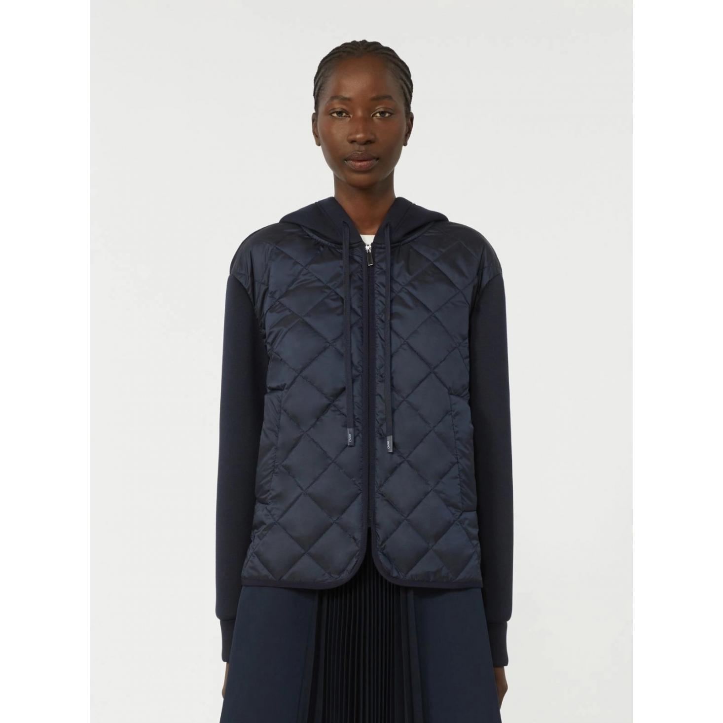 Giacca con cappuccio in jersey e tela antigoccia imbottita