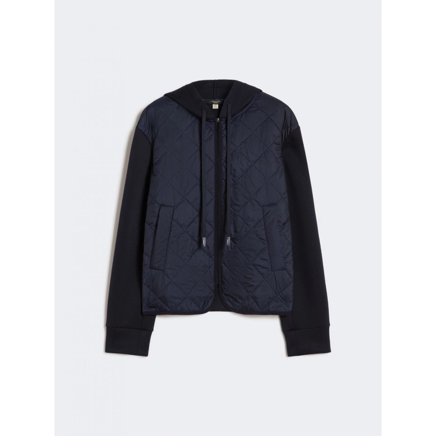 Giacca con cappuccio in jersey e tela antigoccia imbottita