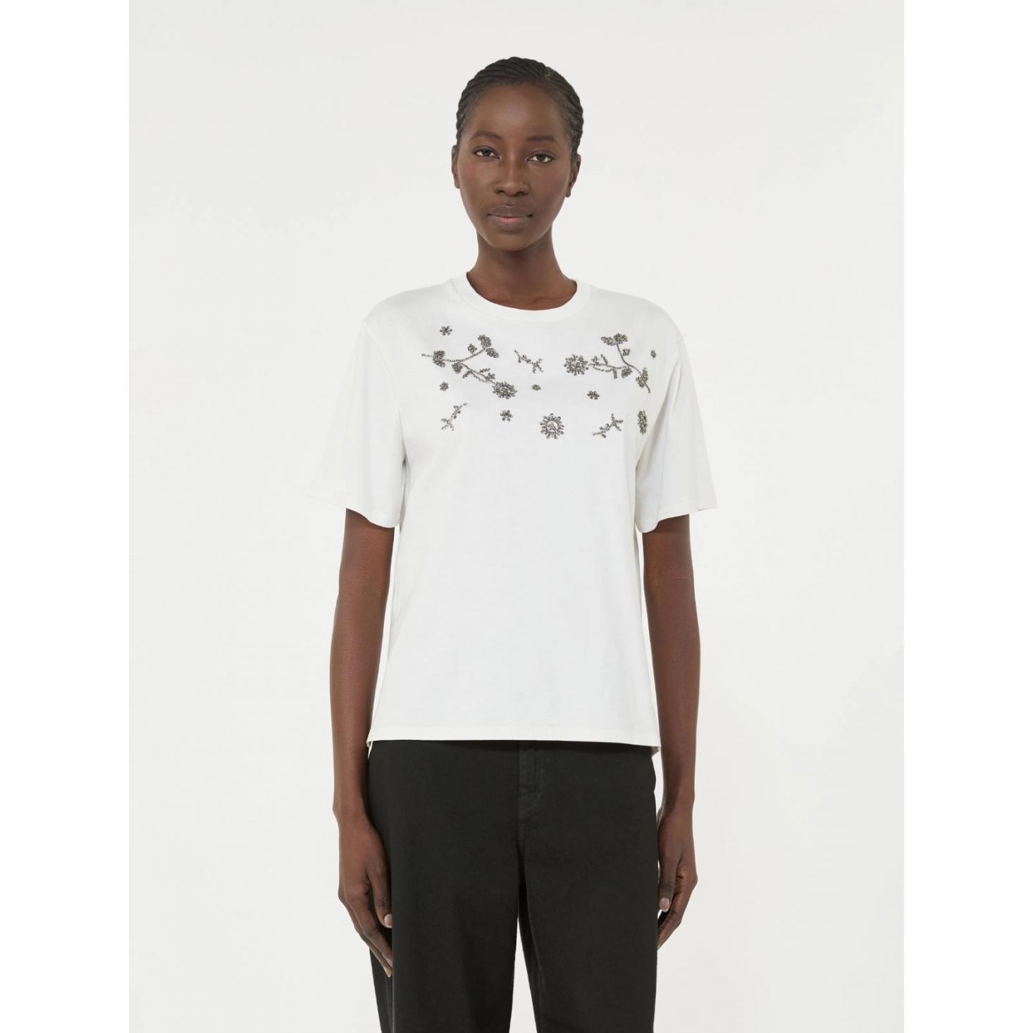 T-shirt in jersey con stampa e ricami