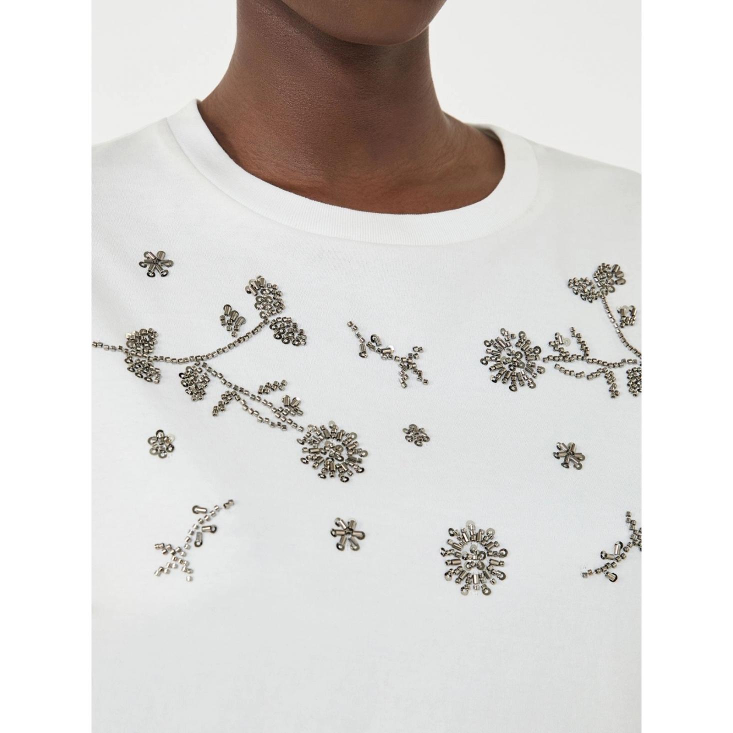 T-shirt in jersey con stampa e ricami