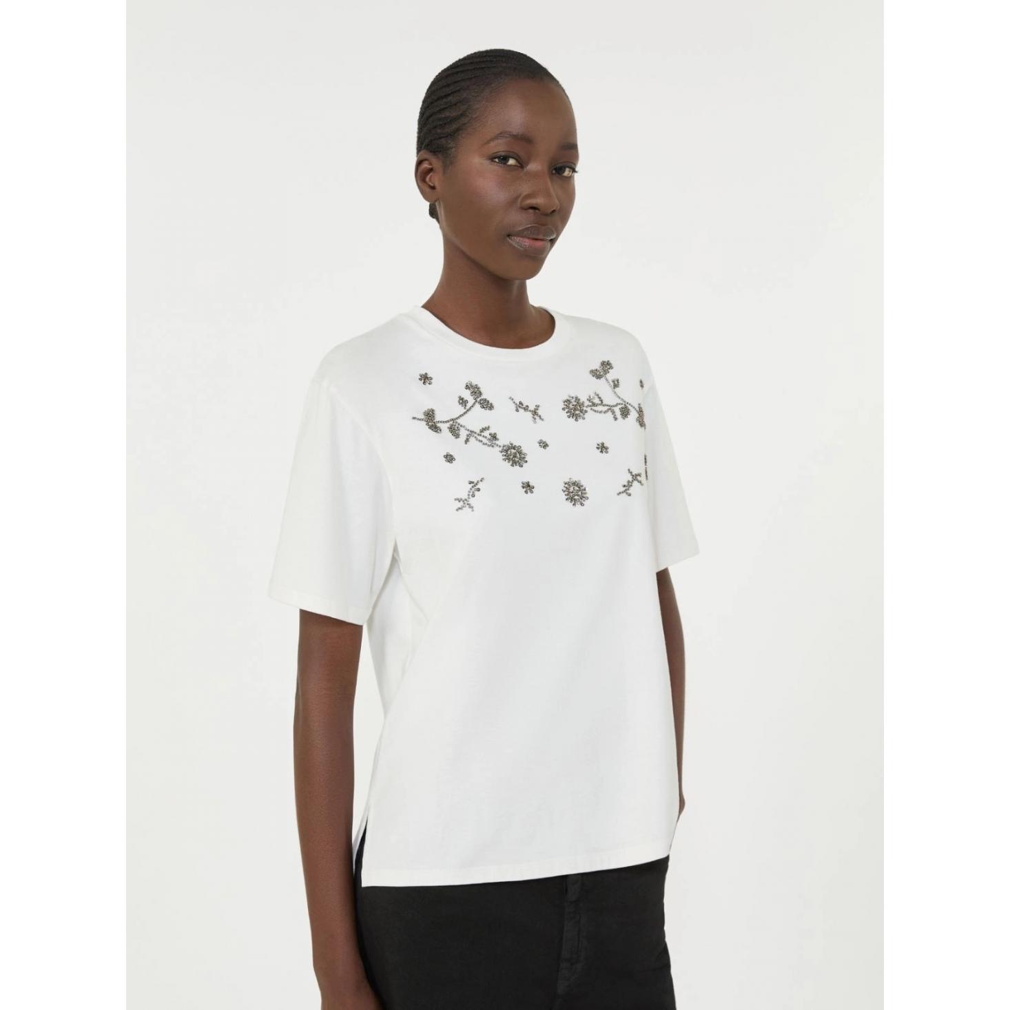 T-shirt in jersey con stampa e ricami