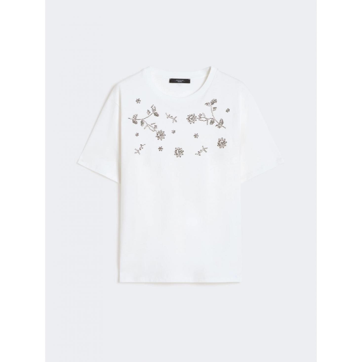 T-shirt in jersey con stampa e ricami