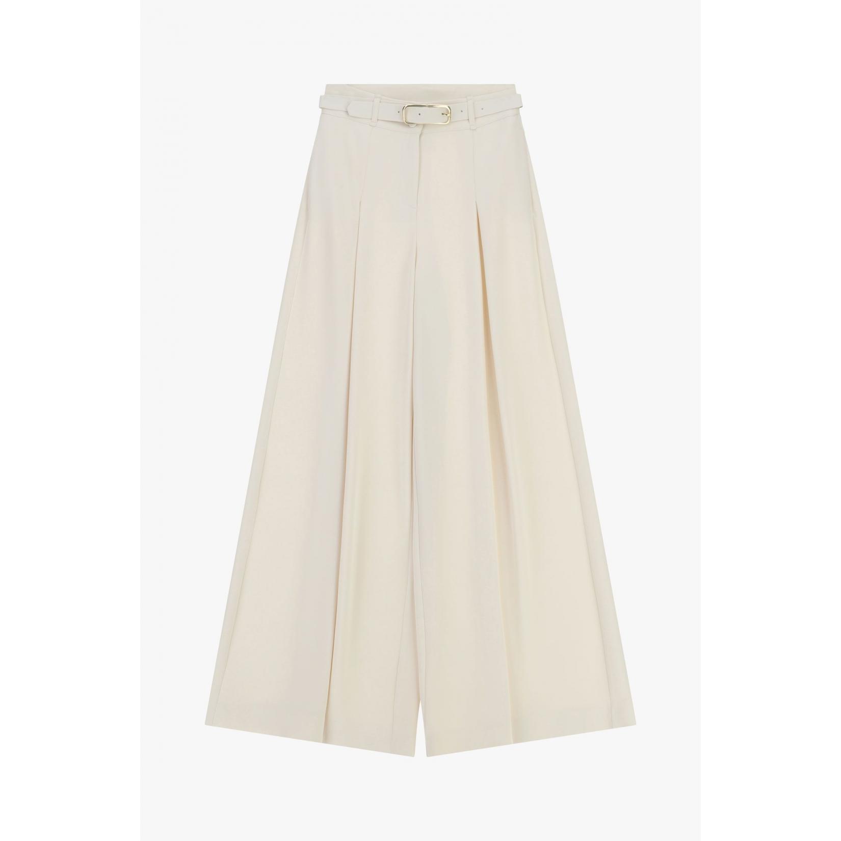 Pantaloni palazzo a vita alta con cintura