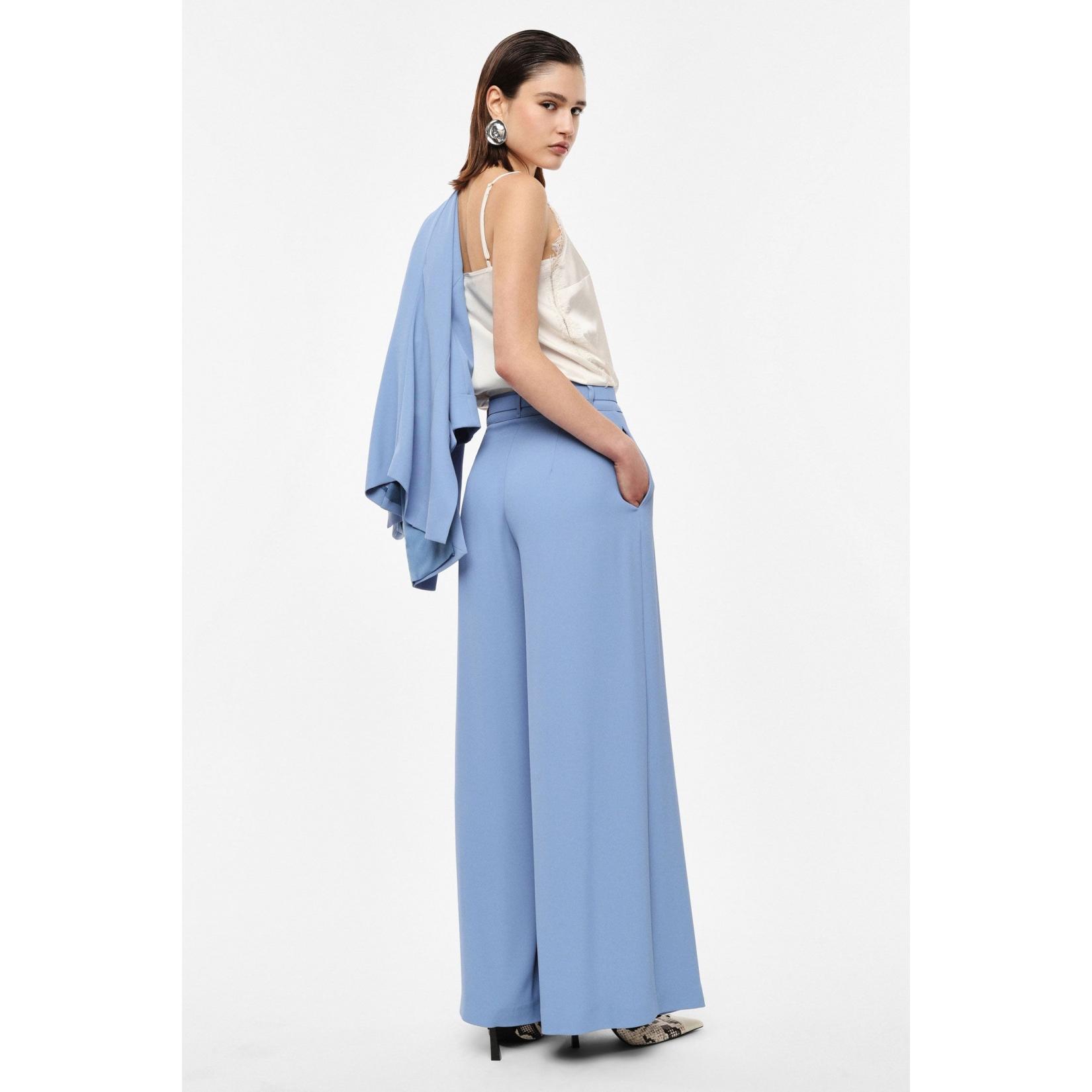 Pantaloni palazzo a vita alta con cintura