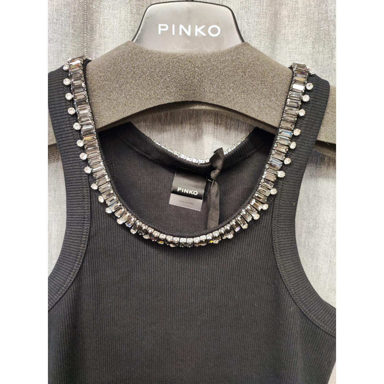 Top a costine con ricami gioiello (REDBULL CANOTTA)