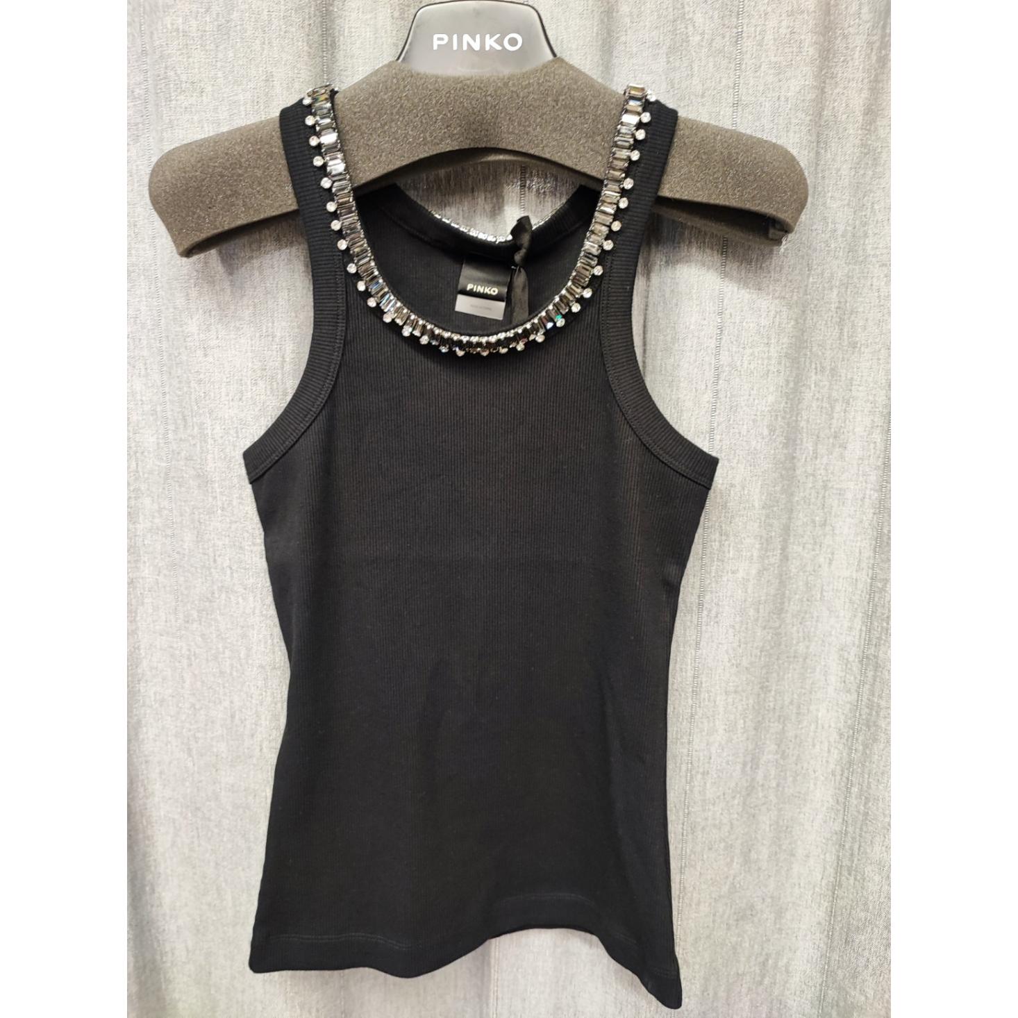 Top a costine con ricami gioiello (REDBULL CANOTTA)