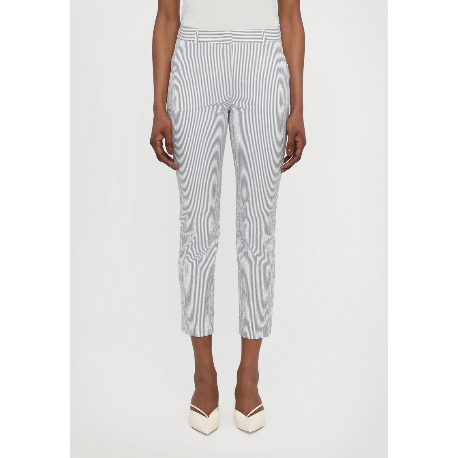Pantalone crop a sigaretta in seersucker
