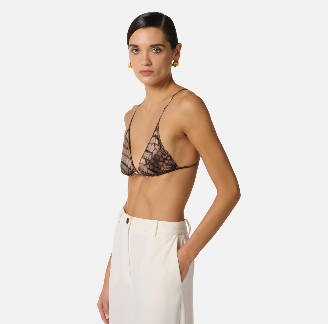 Reggiseno in raso con stampa alligatore