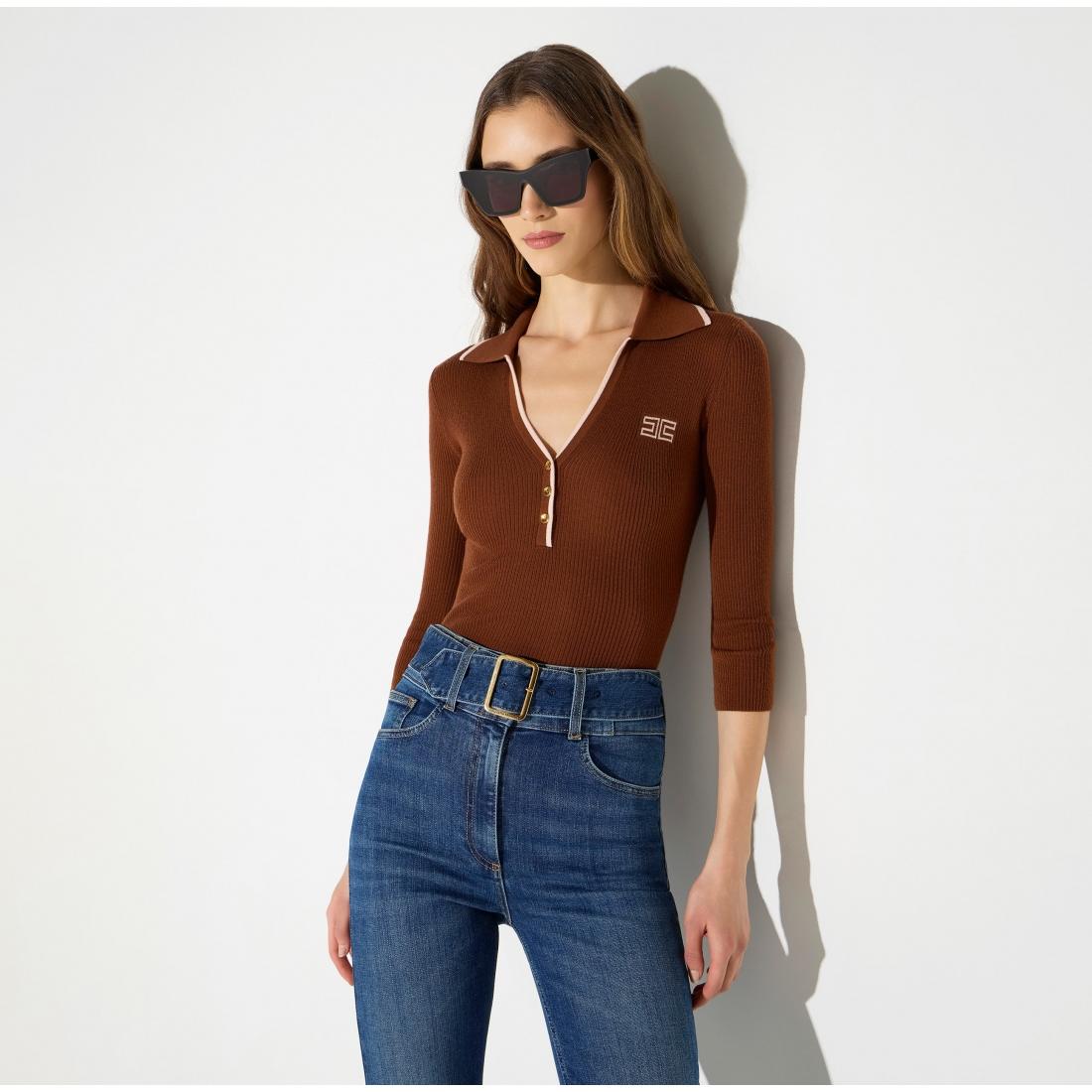 Polo in maglia a costine