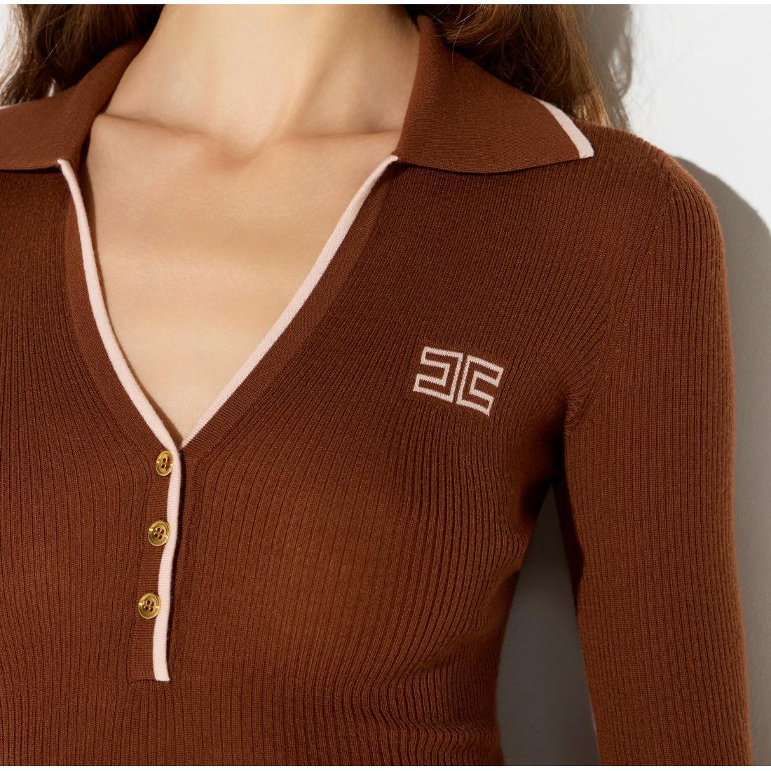 Polo in maglia a costine