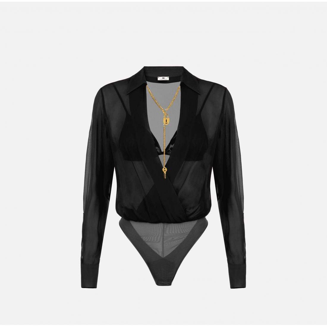 Body in georgette con catena gioiello