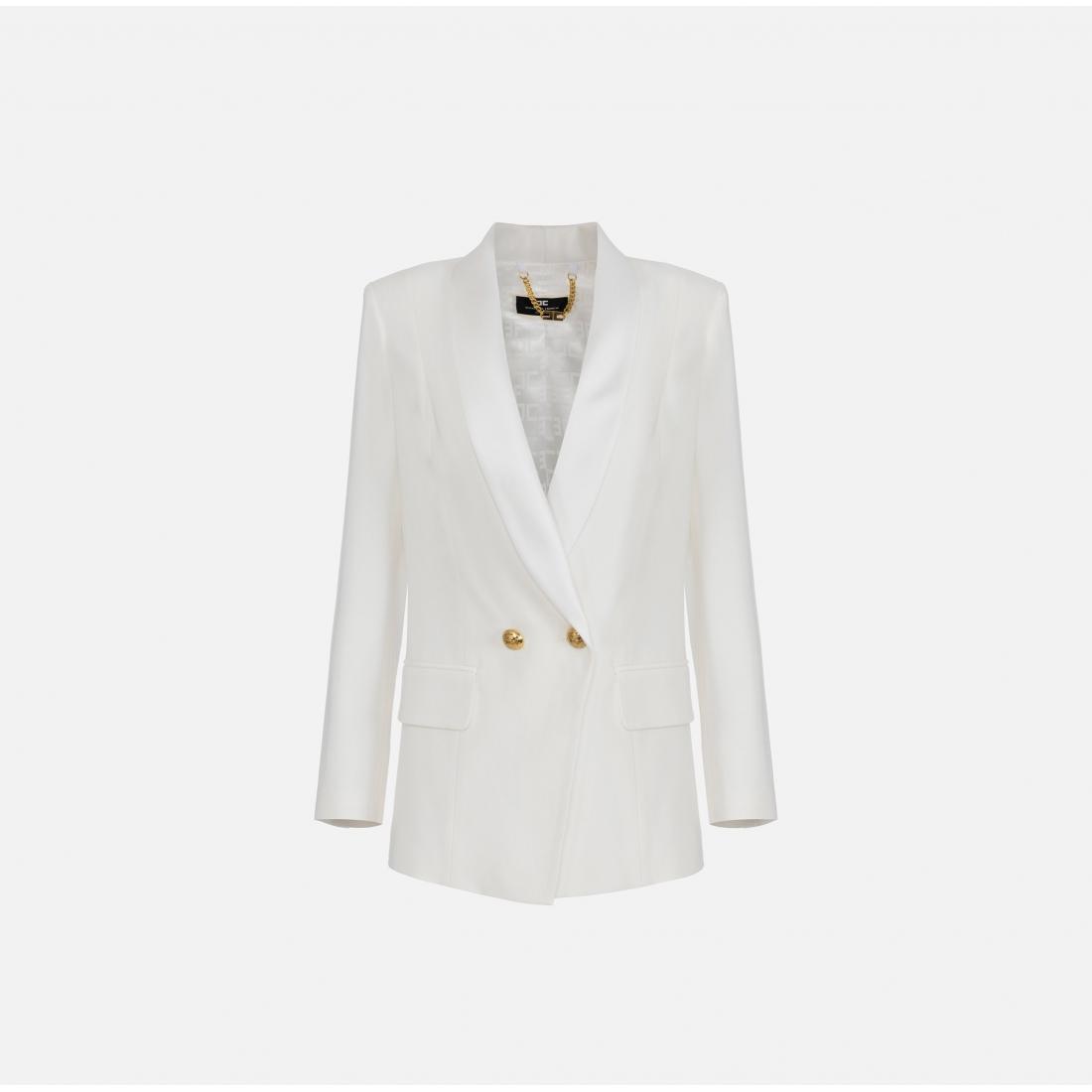 Giacca doppiopetto in viscosa con rever sciallato