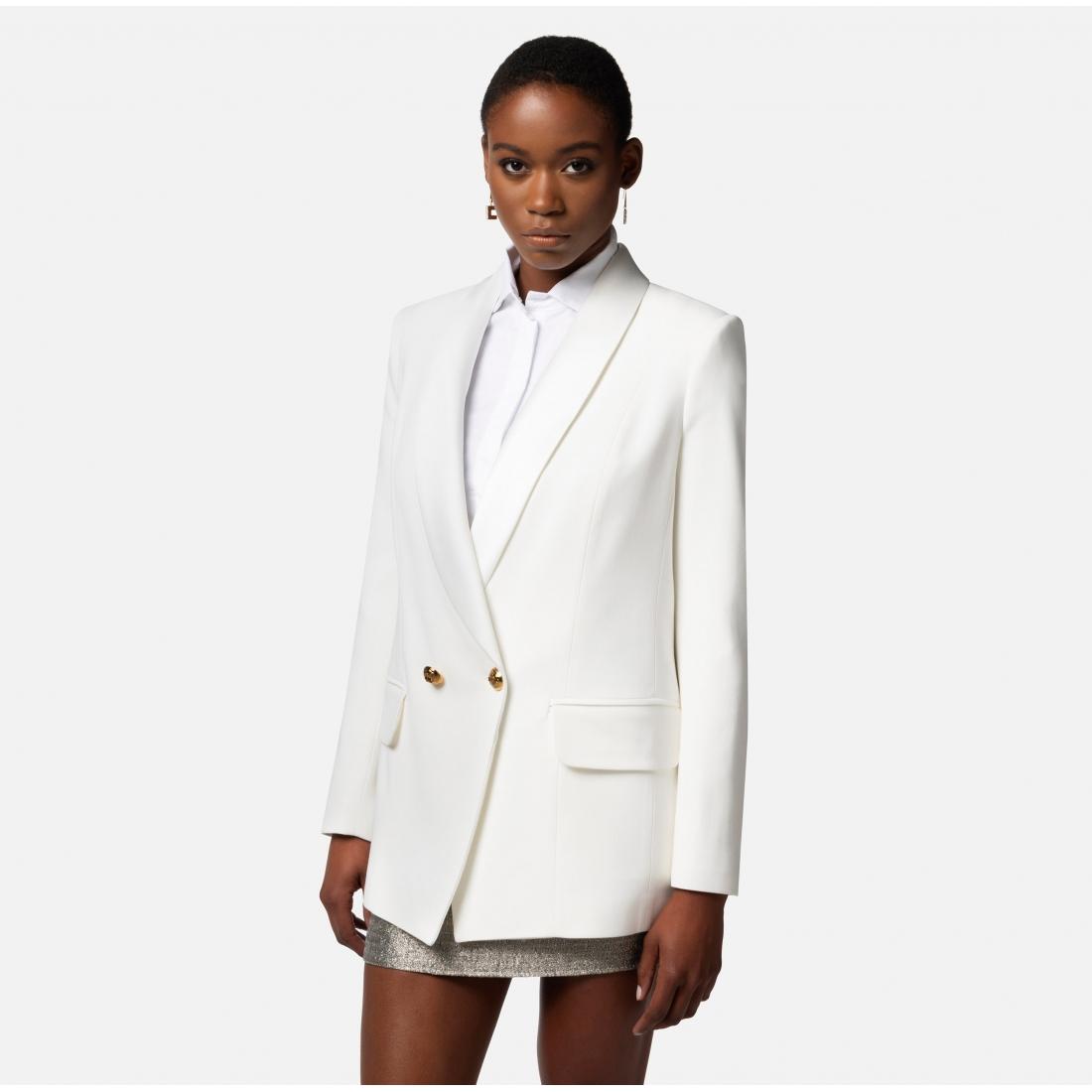 Giacca doppiopetto in viscosa con rever sciallato