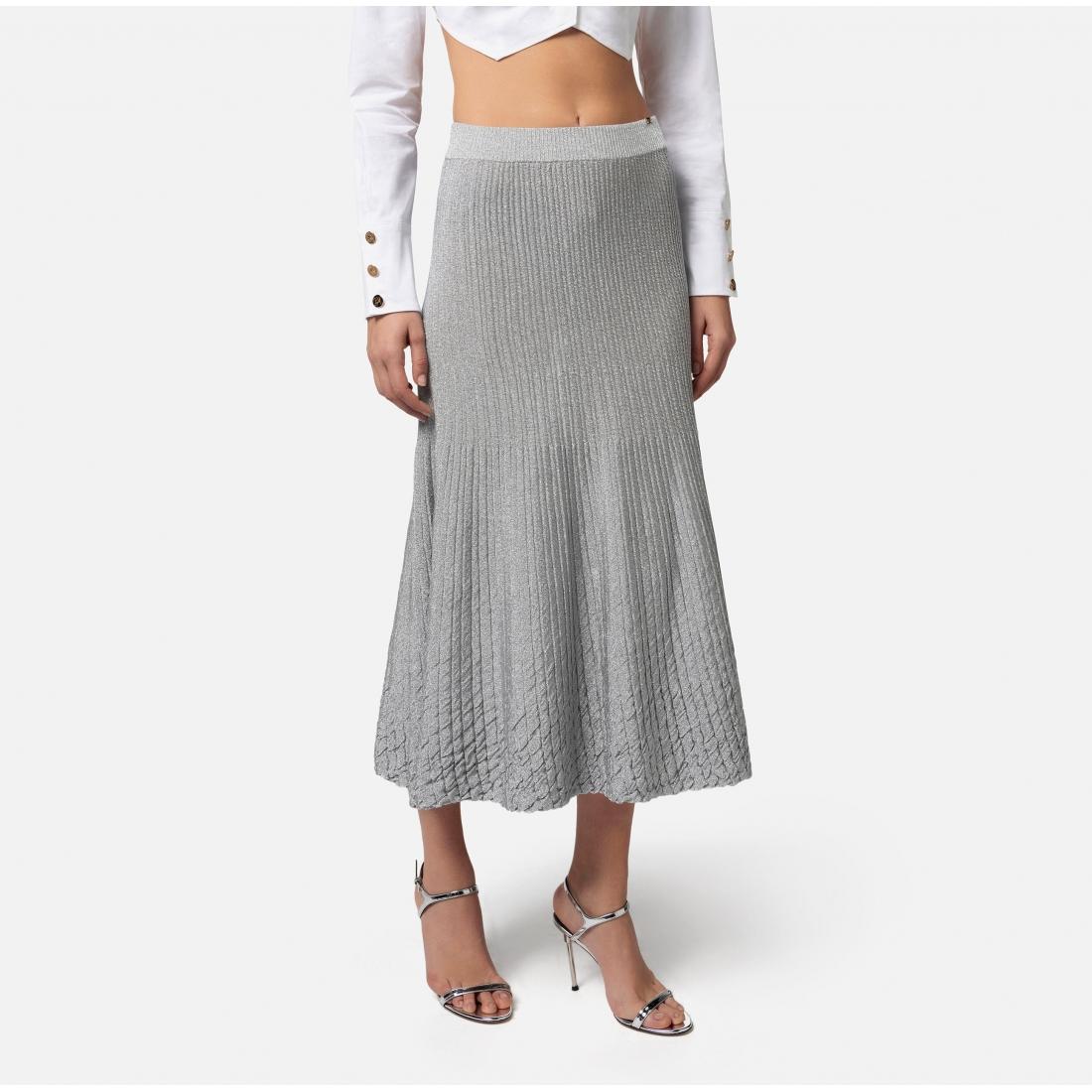 Gonna midi in viscosa metallizzata