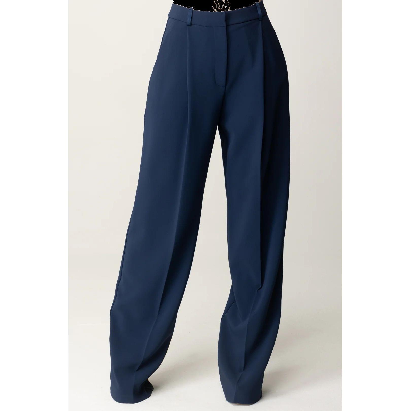 Pantaloni in crêpe con dettagli in raso