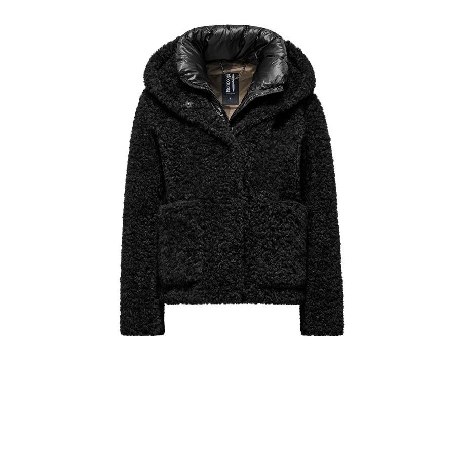 Cappotto corto da donna in ecopelliccia con davantino staccabile