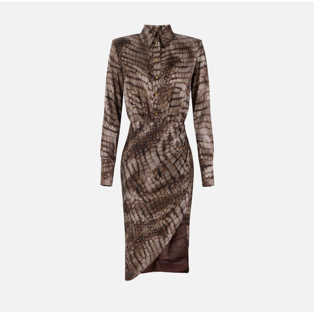 Abito in raso stretch con stampa alligatore