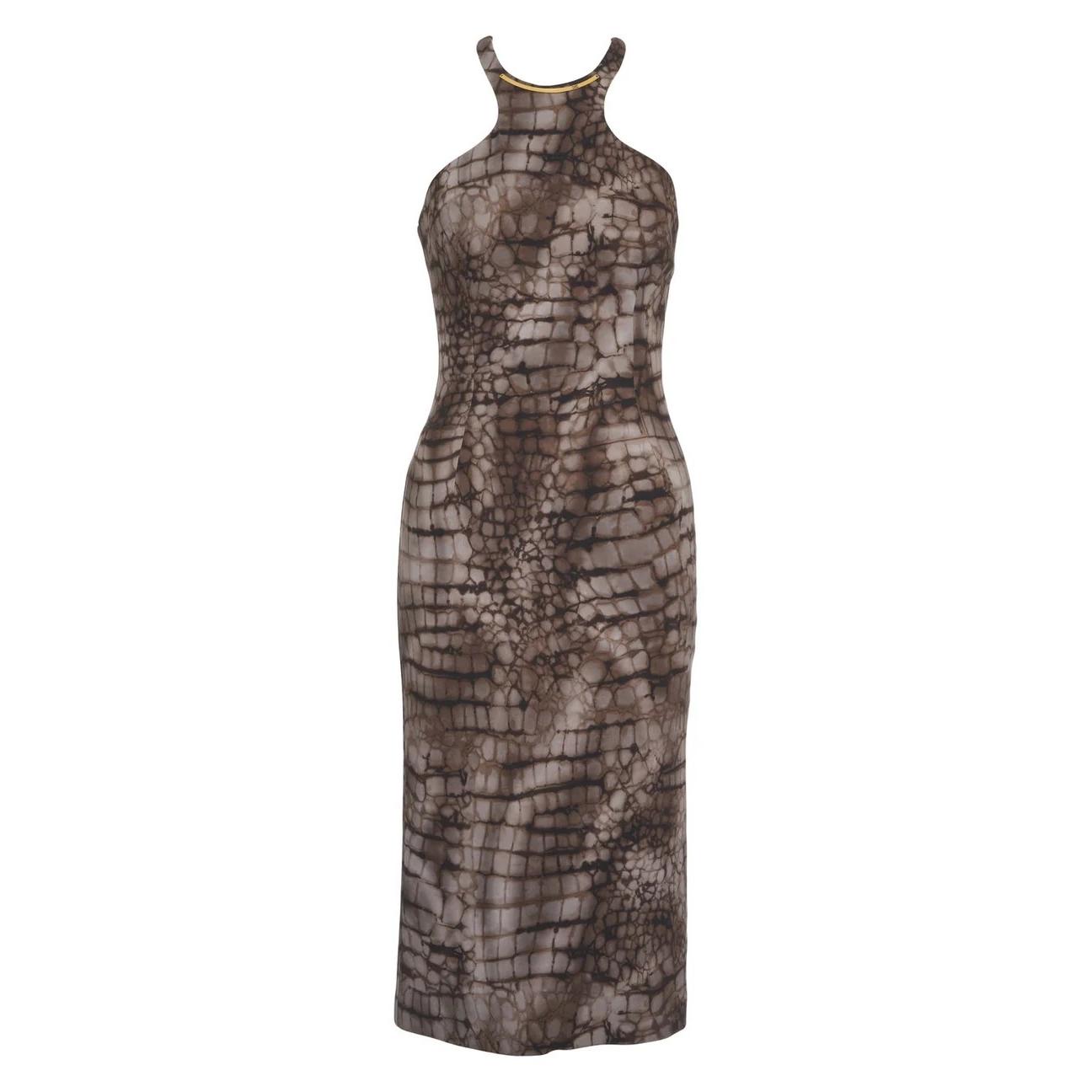 Abito midi con stampa animalier