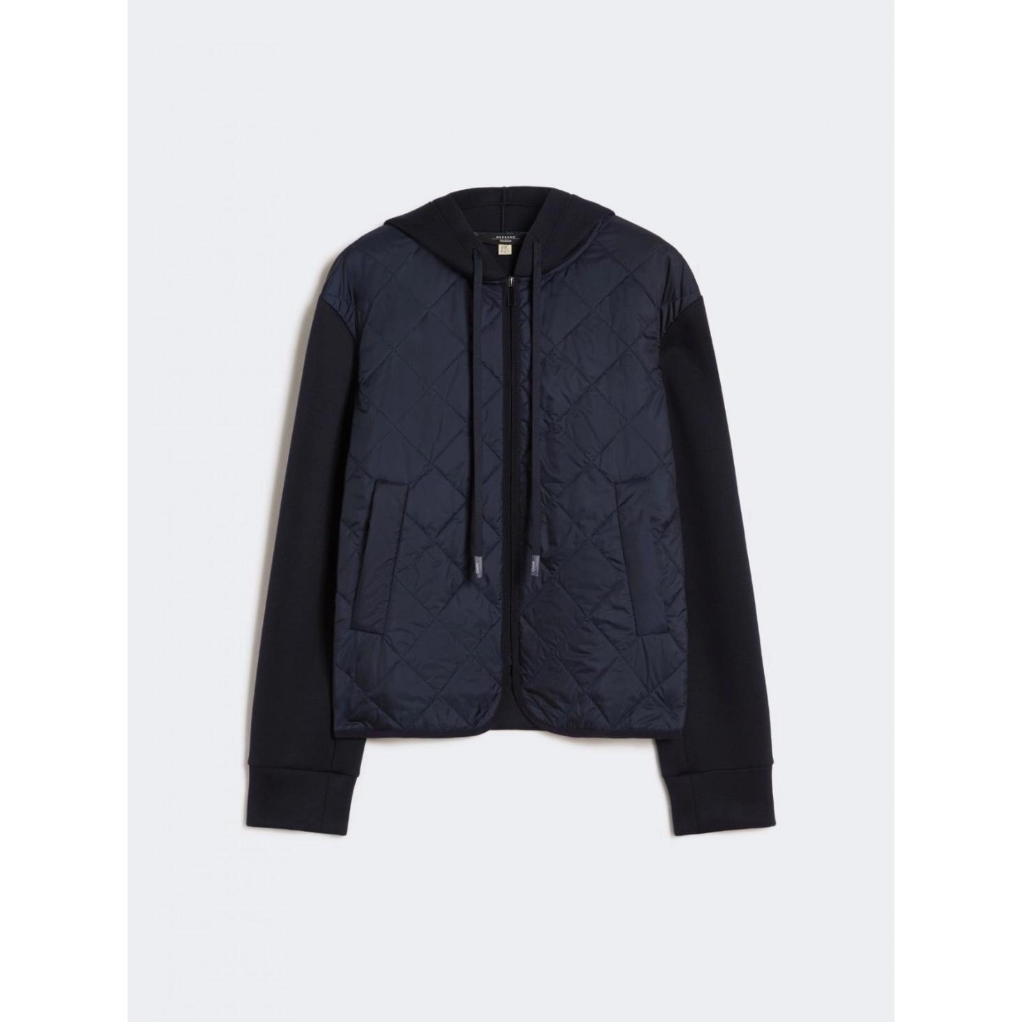 Giacca con cappuccio in jersey e tela antigoccia imbottita