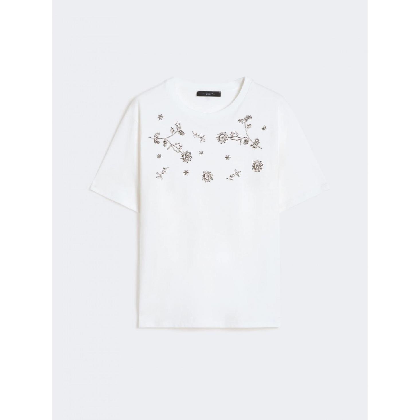 T-shirt in jersey con stampa e ricami