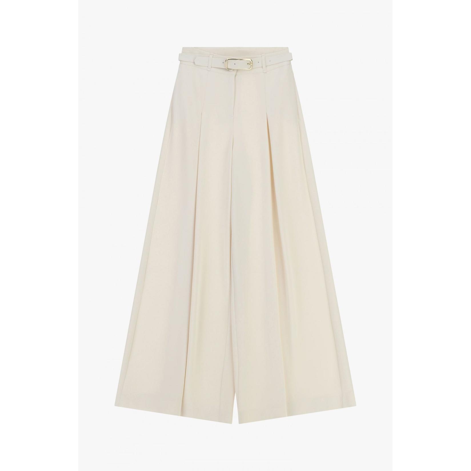 Pantaloni palazzo a vita alta con cintura