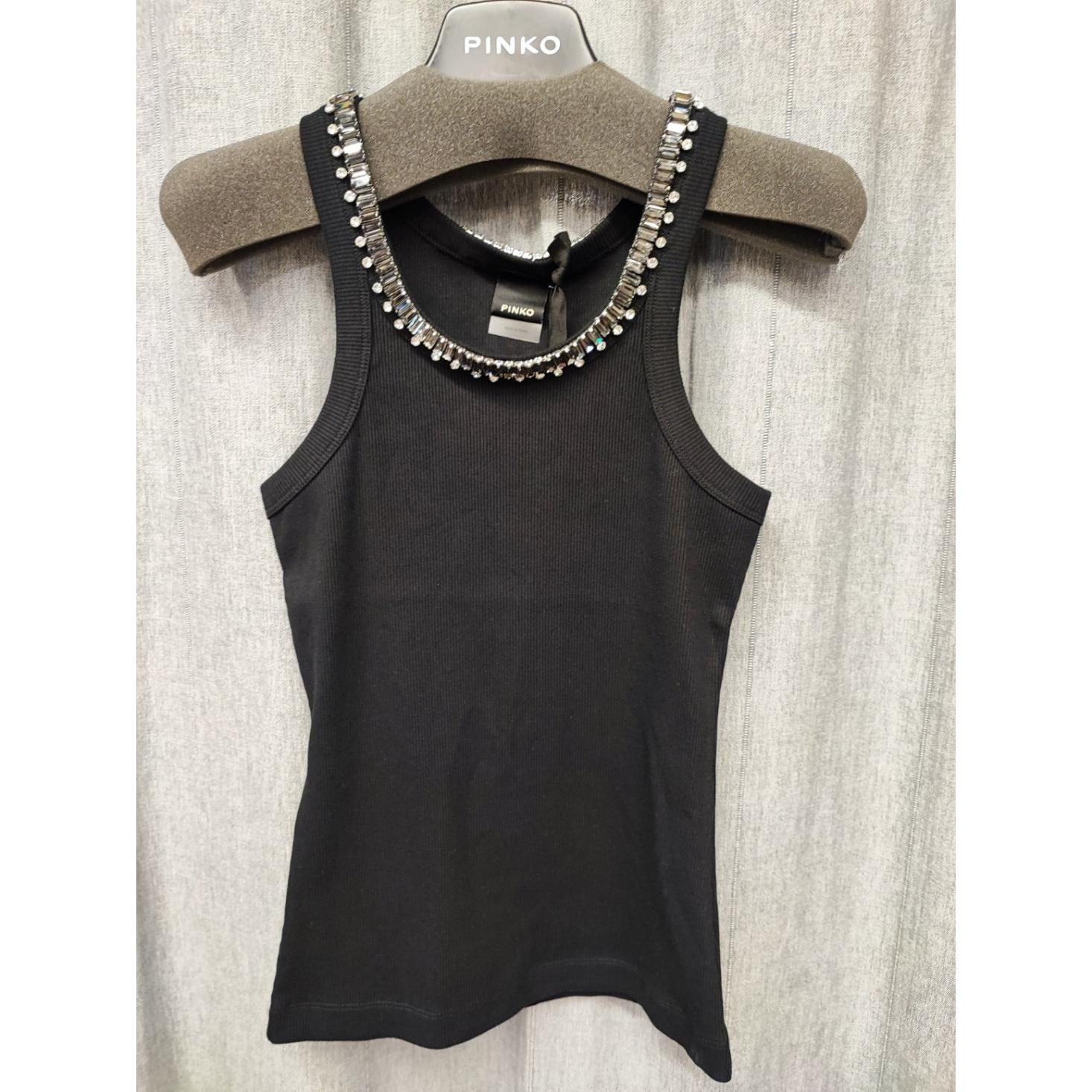 Top a costine con ricami gioiello (REDBULL CANOTTA)