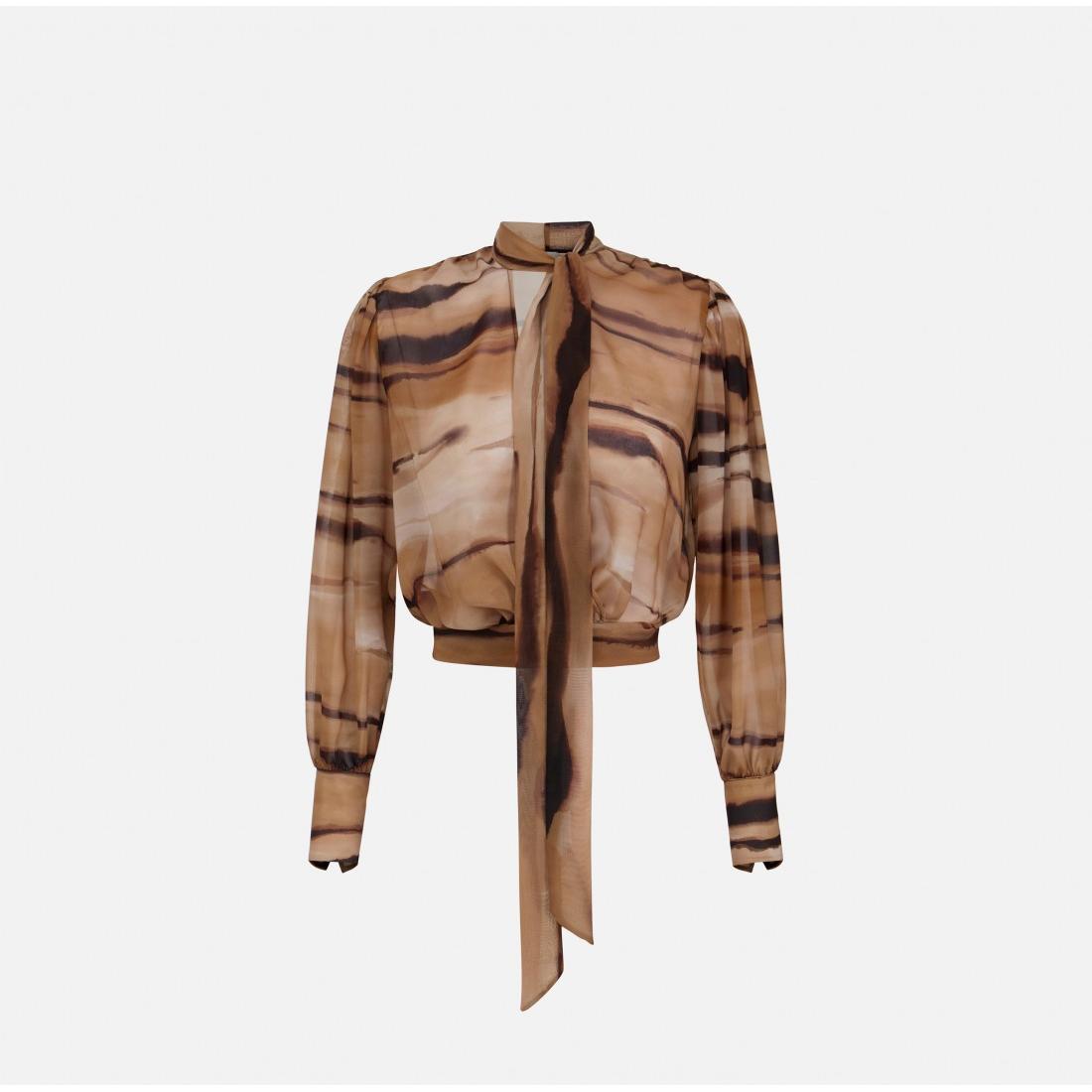 Blusa in chiffon con stampa tigre