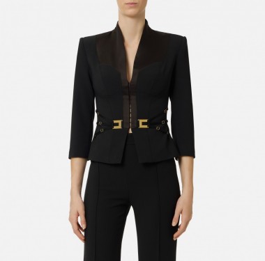 Giacca in doppio crêpe stretch e raso