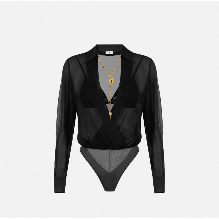Body in georgette con catena gioiello