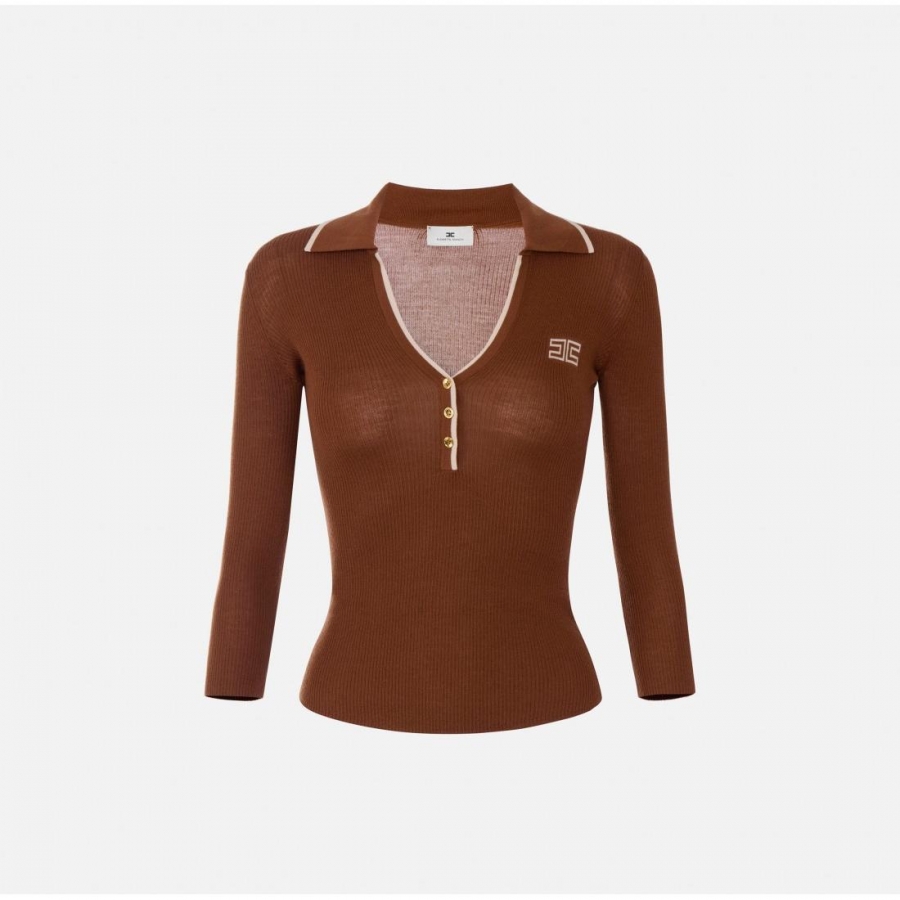 Polo in maglia a costine